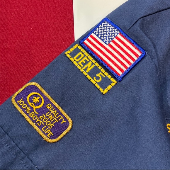 BOY SCOUTS blue UNIFORM SHIRT PATCHES HAT gerald R ford wolf bobcat unit 2005, M - Picture 15 of 15